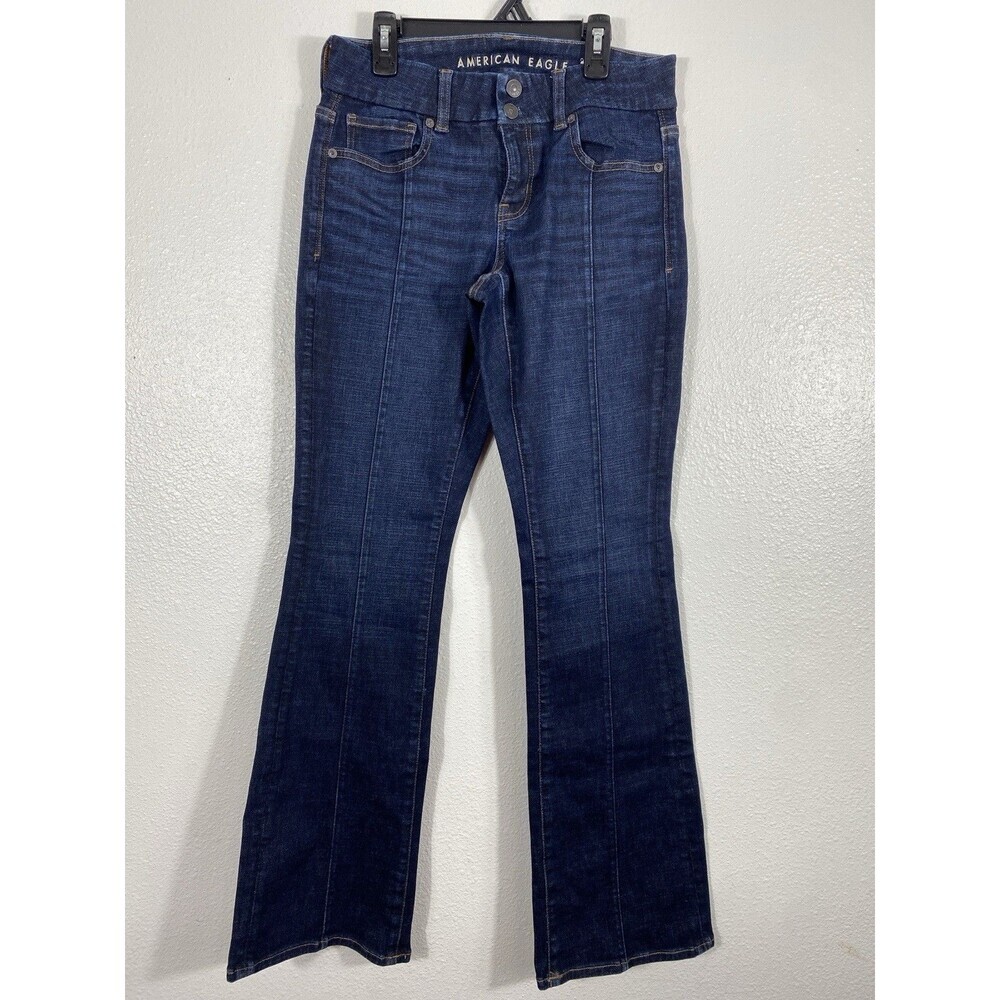 American Eagle Kick Boot Jeans Womens 4 Blue Medium Wash Mid Rise Stretch Denis